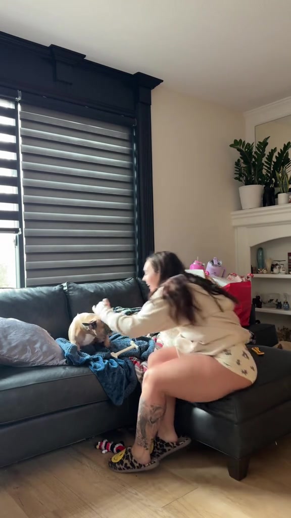 Abby Berner dances with her hot pet dog